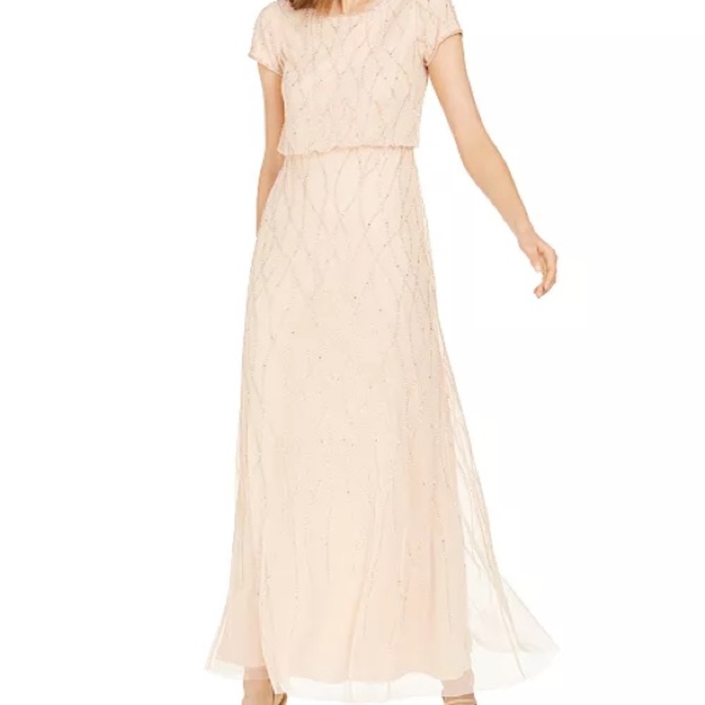 Sz 18 Women's Short Sleeve Embellished Overlay Gown